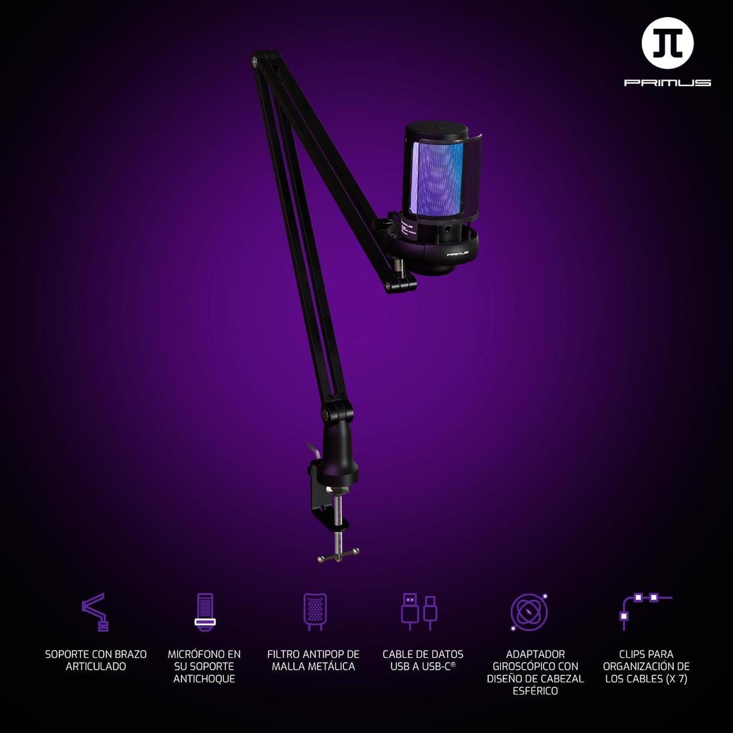 Micrófono Streaming Primus Kit con Brazo PMI-150KT-8