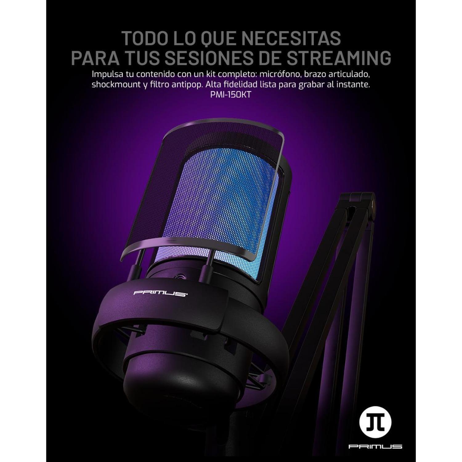 Micrófono Streaming Primus Kit con Brazo PMI-150KT-9
