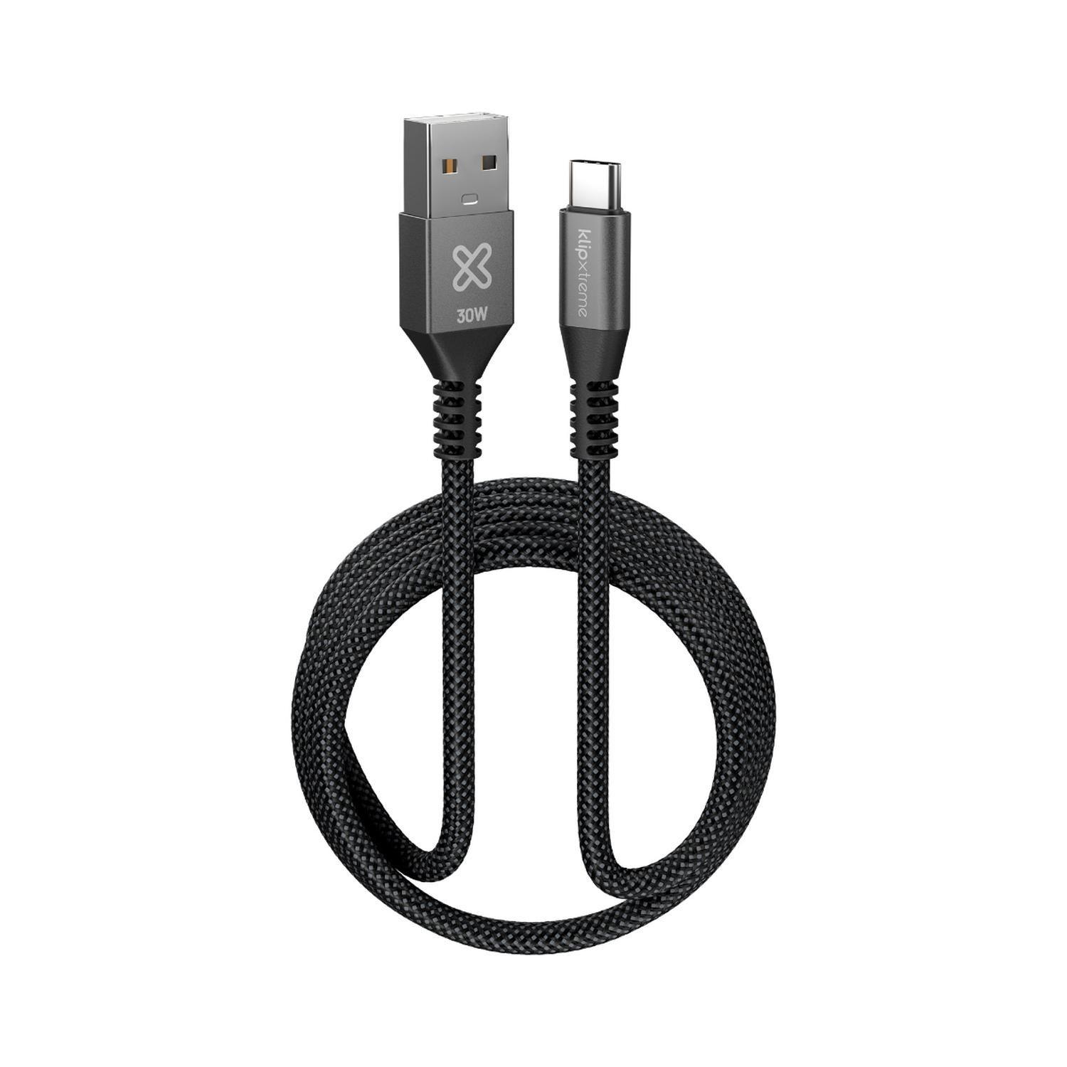Klip Xtreme Cable Trenzado USB-A USB-C PowerGo 050 30W 1.8m-0