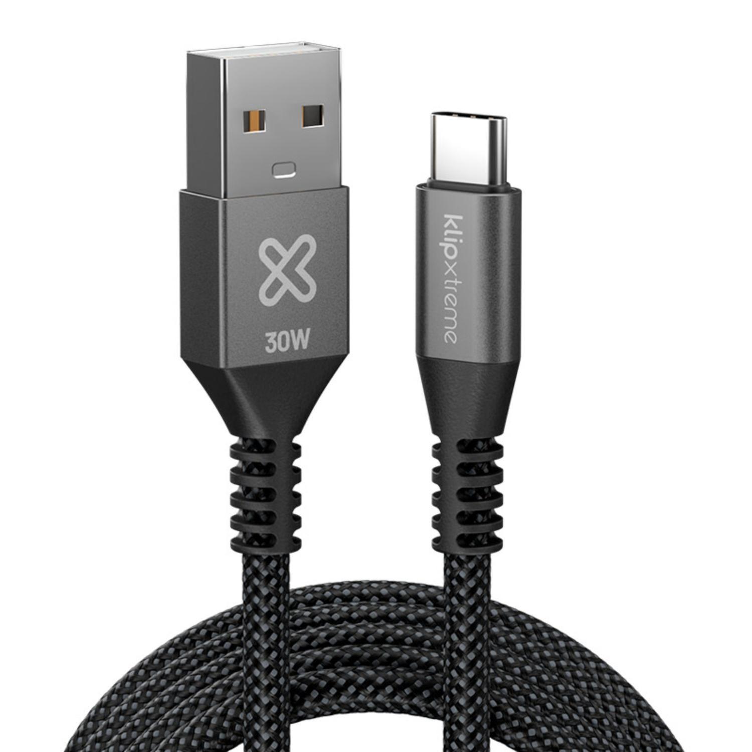 Klip Xtreme Cable Trenzado USB-A USB-C PowerGo 050 30W 1.8m-1