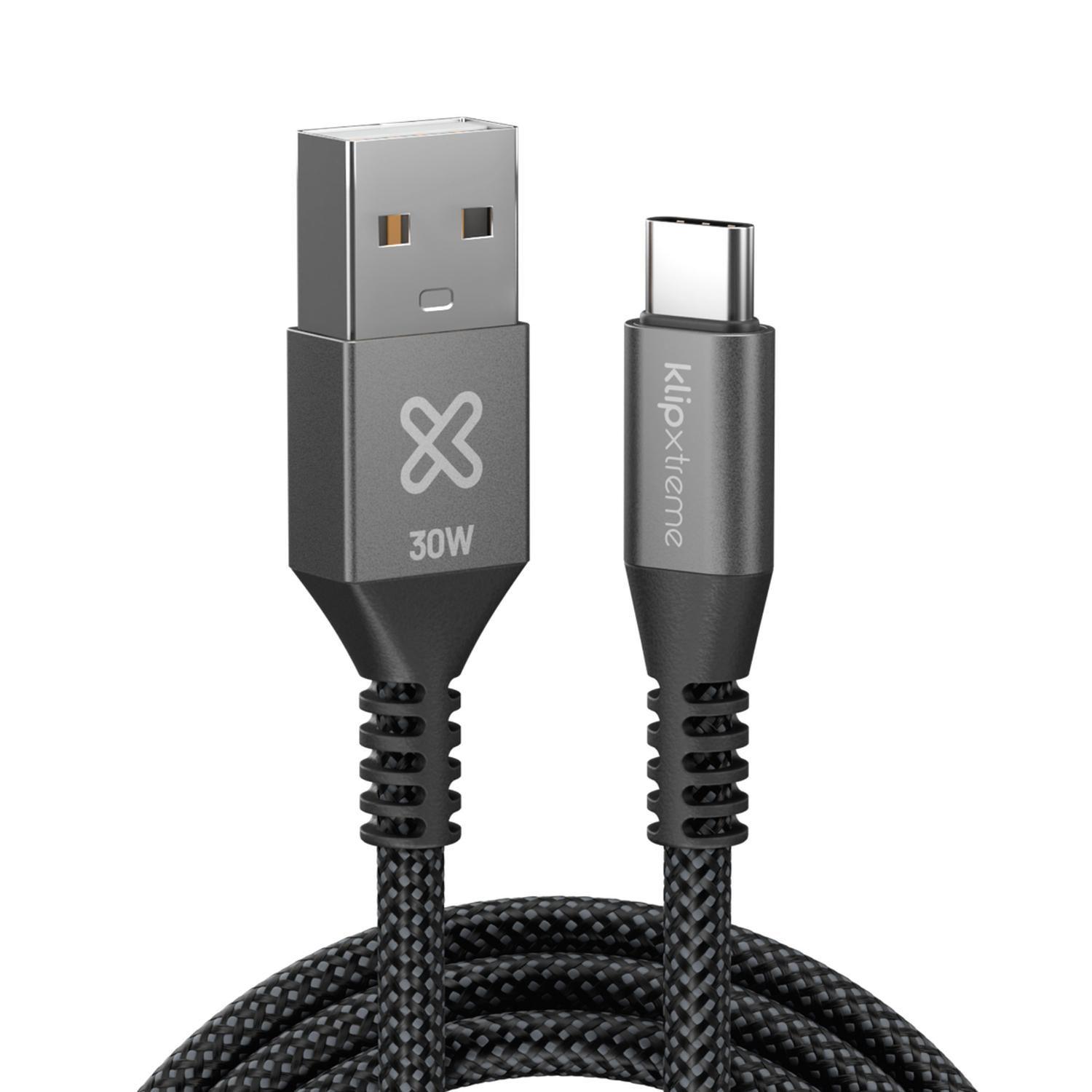 Klip Xtreme Cable Trenzado USB-A USB-C PowerGo 050 30W 1.8m-2