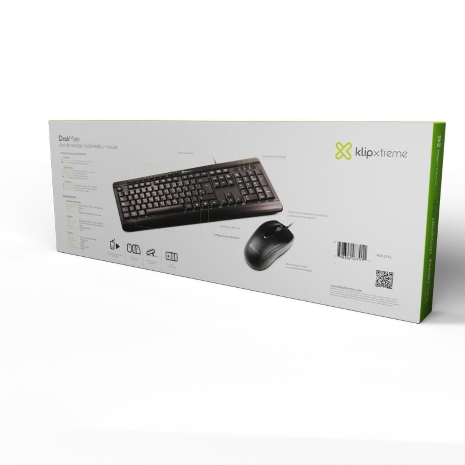 Combo Teclado+Mouse c/Cable USB KlipXtreme KCK-251S Negro-5