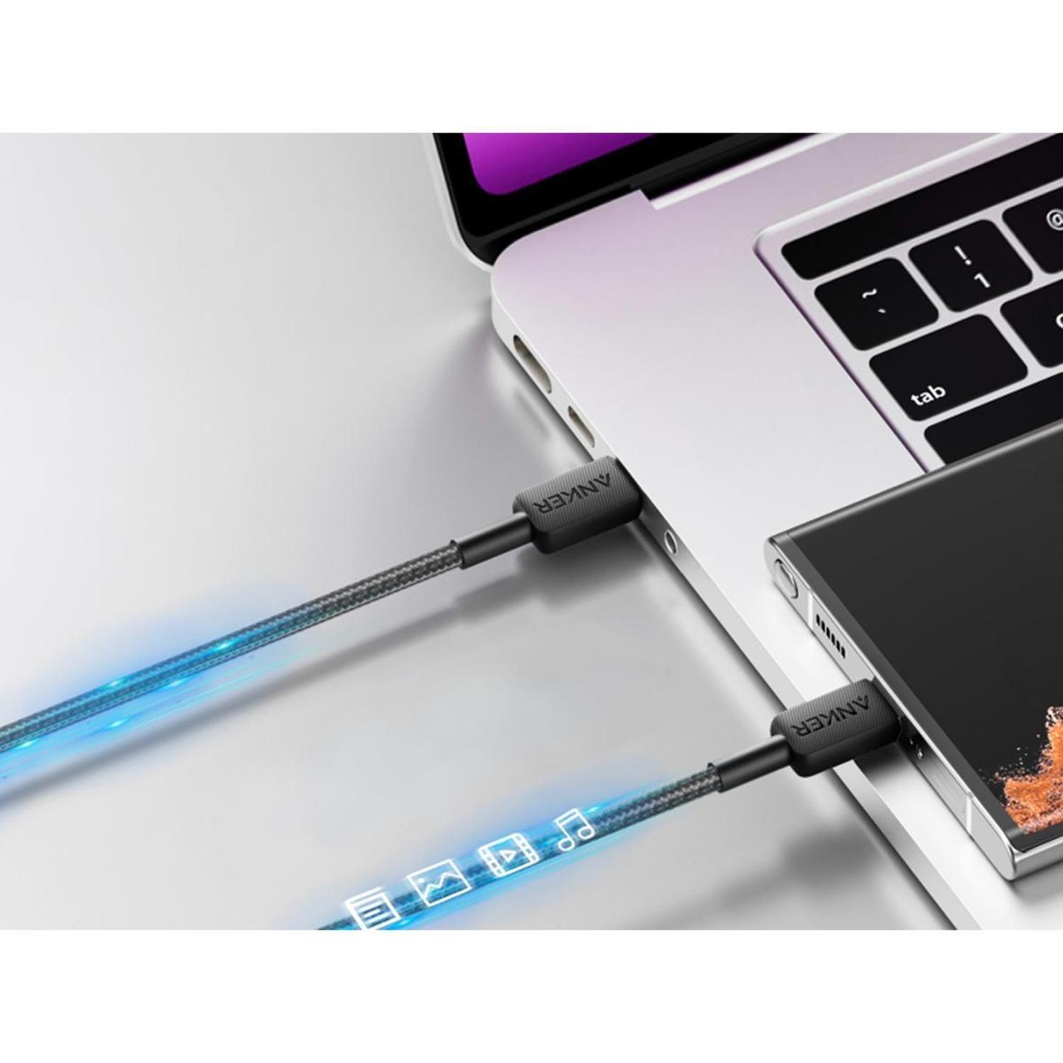 Cable USB-C a USB-C Anker Carga Rápida 60W 1m Trenz Negro-2
