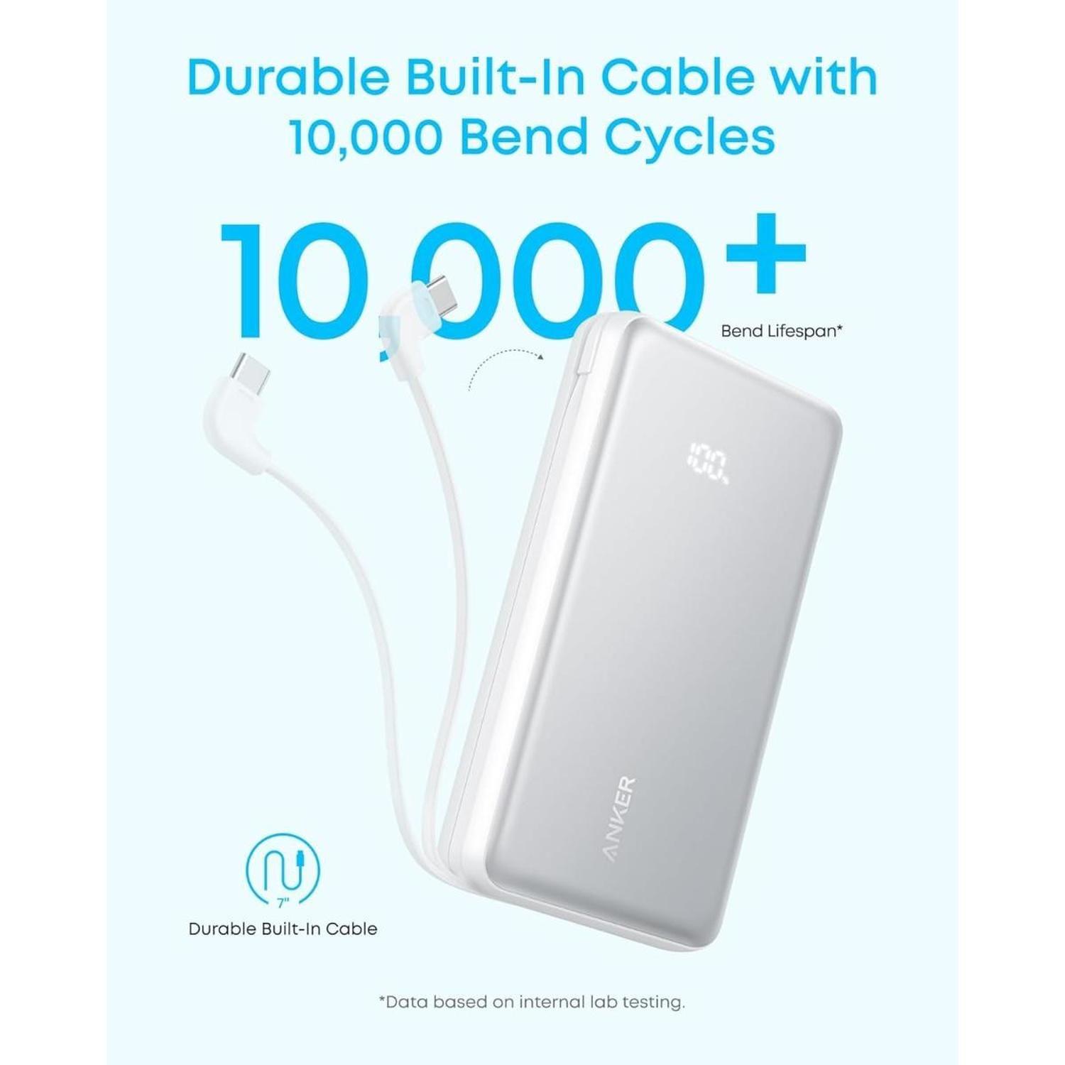 Powerbank Batería Externa Anker 20.000 mAh 22,5W Cable USB-C Integrado Blanco-2