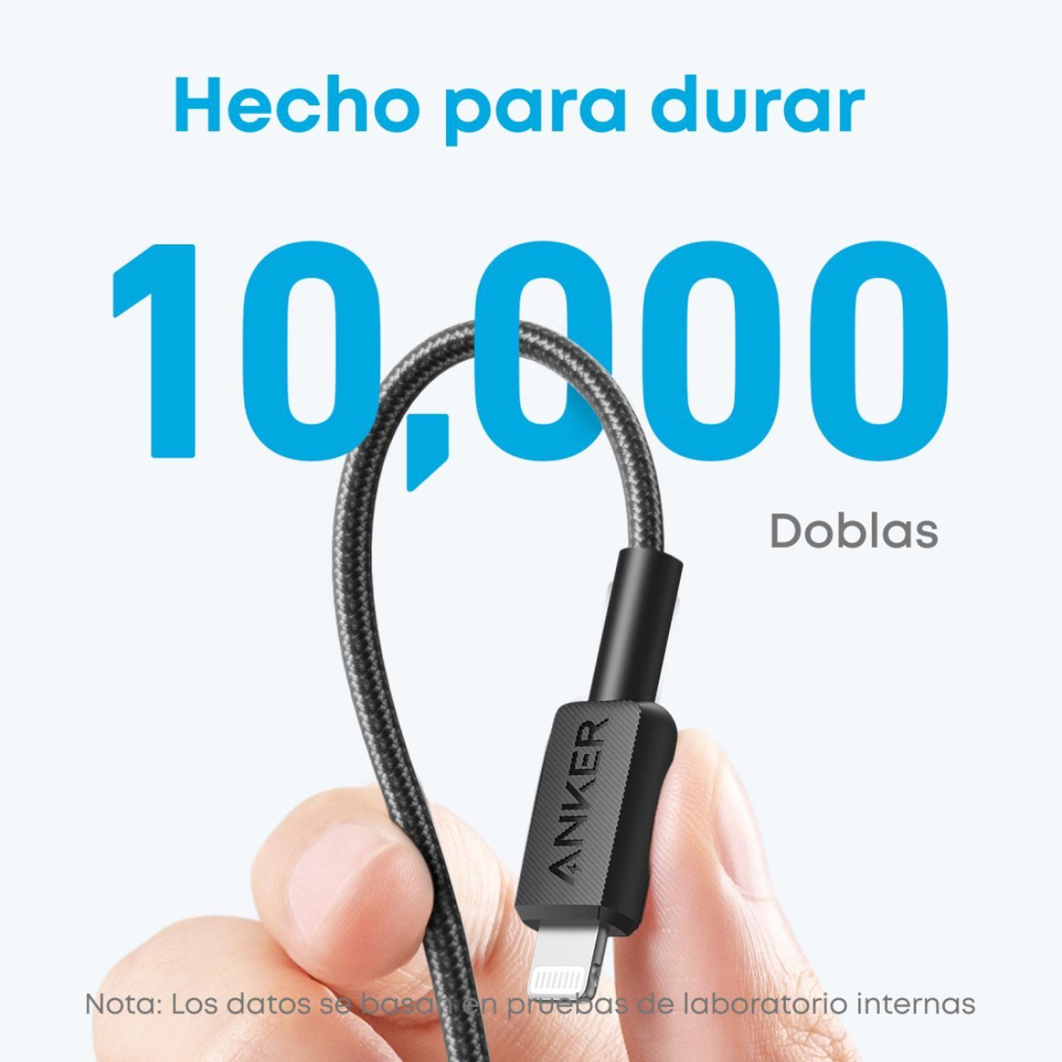 Cable USB-C a Lightning Anker Carga Rápida 60W 1m Negro-2