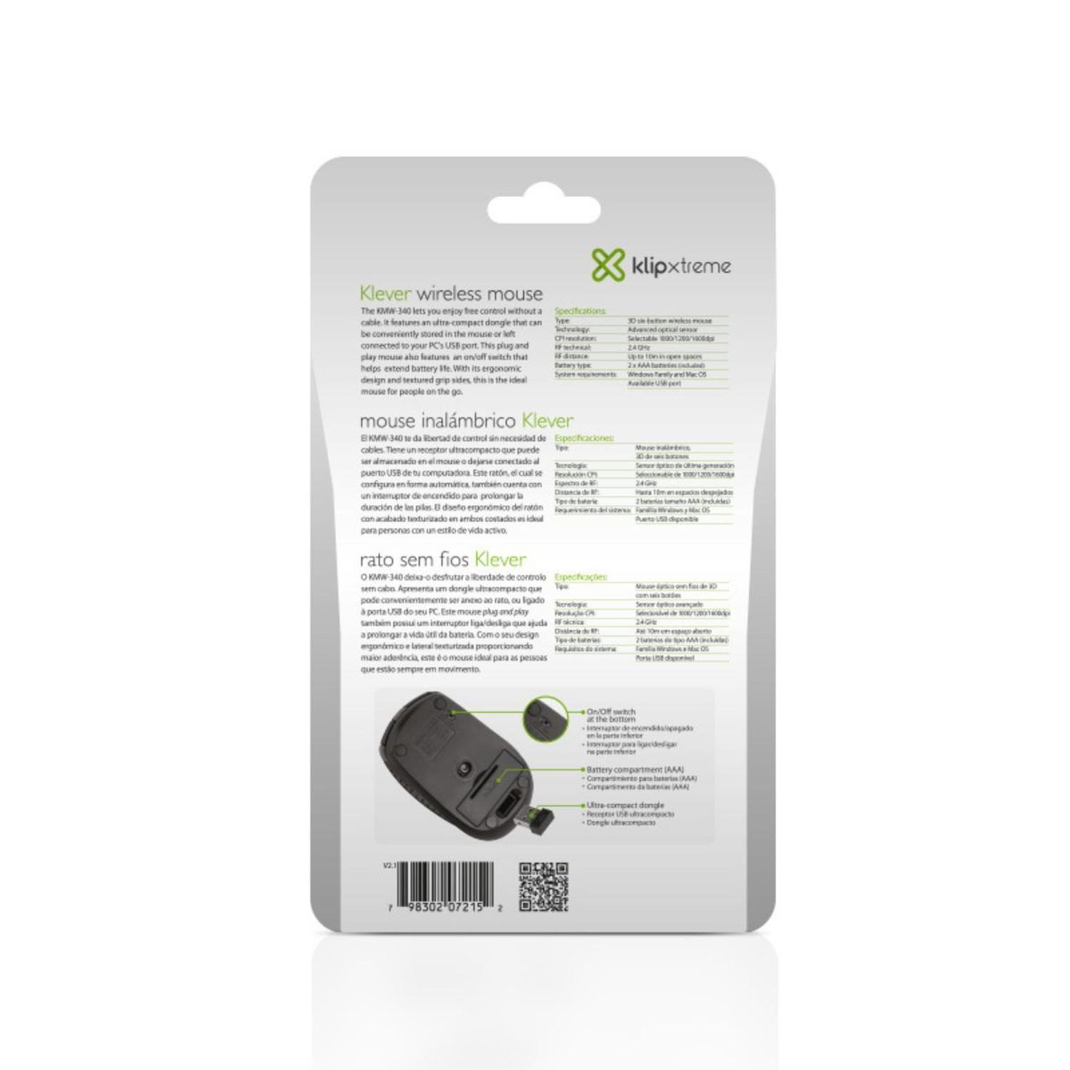 Mouse Inalámbrico KlipXtreme KMW-340 negro-5