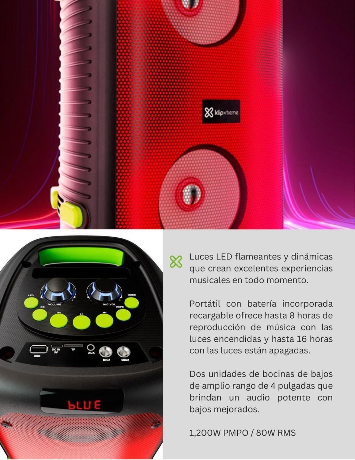 Parlante Karaoke Klip Xtreme BoomFire 1.200W con Micrófono KLS-100-4