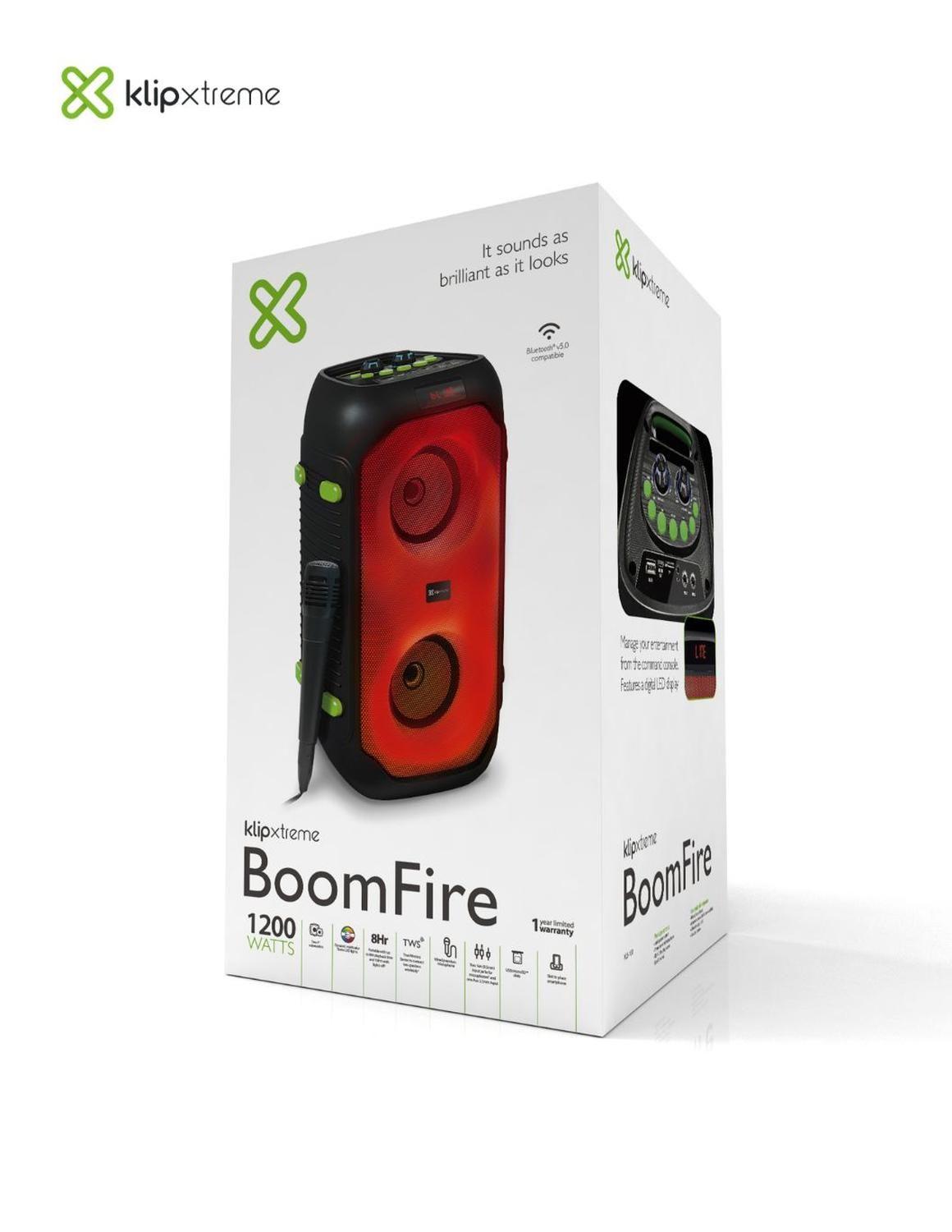 Parlante Karaoke Klip Xtreme BoomFire 1.200W con Micrófono KLS-100-5