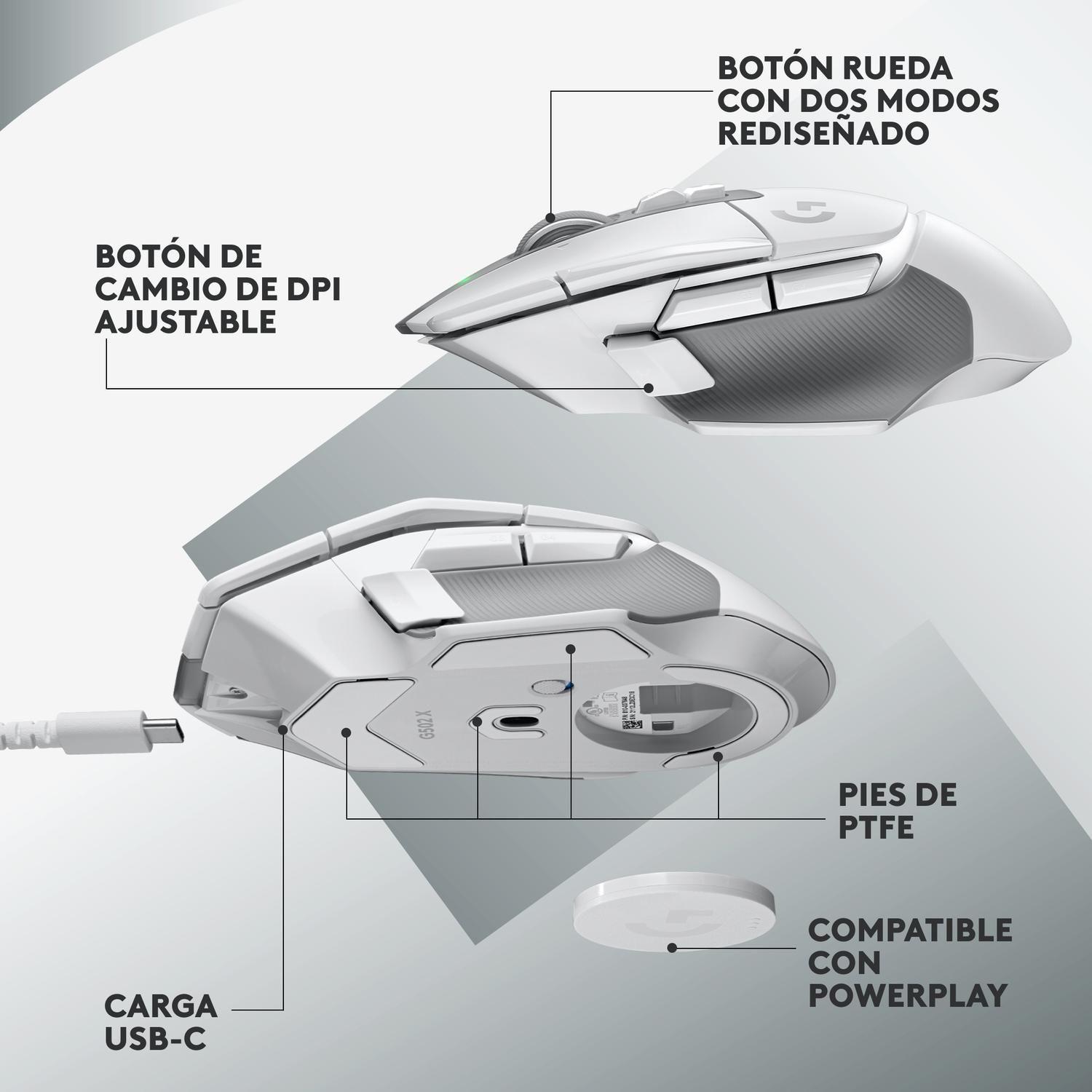 Mouse Gamer Logitech G502 X Blanco-5