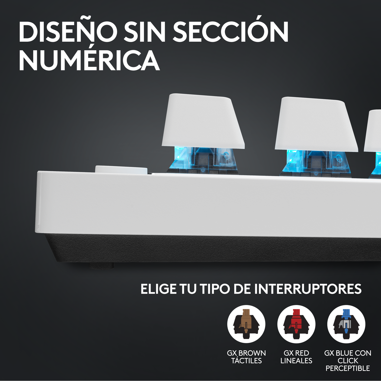 Teclado Gamer Inalambrico Logitech G PRO X TKL Lightspeed Blanco Ingles-3