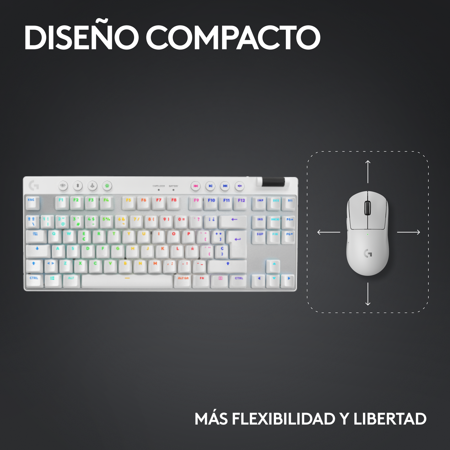Teclado Gamer Inalambrico Logitech G PRO X TKL Lightspeed Blanco Ingles-6