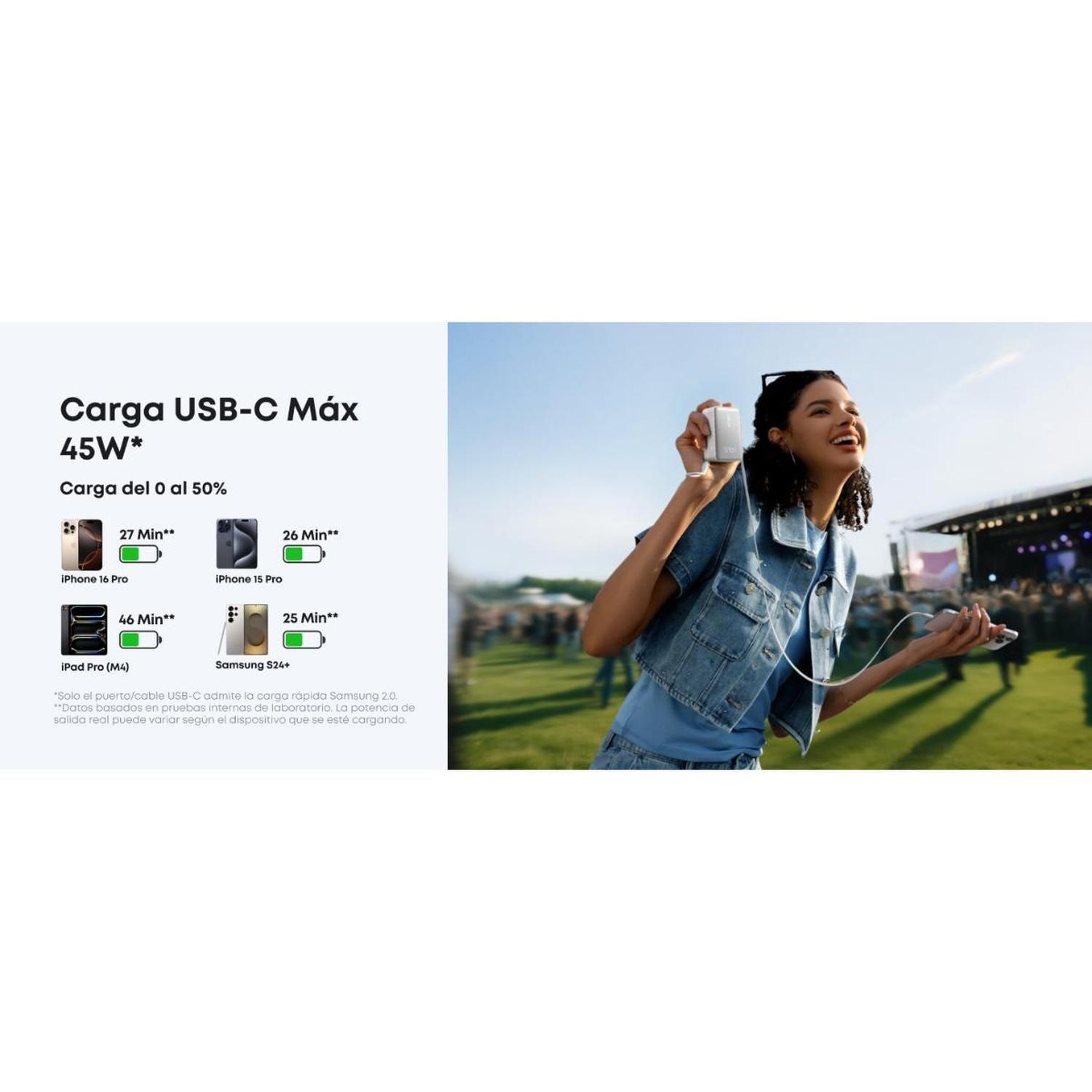 Powerbank Nano Batería Externa Anker 10.000 mAh Carga Ultra Rápida 30W Cable USB-C Blanco-5