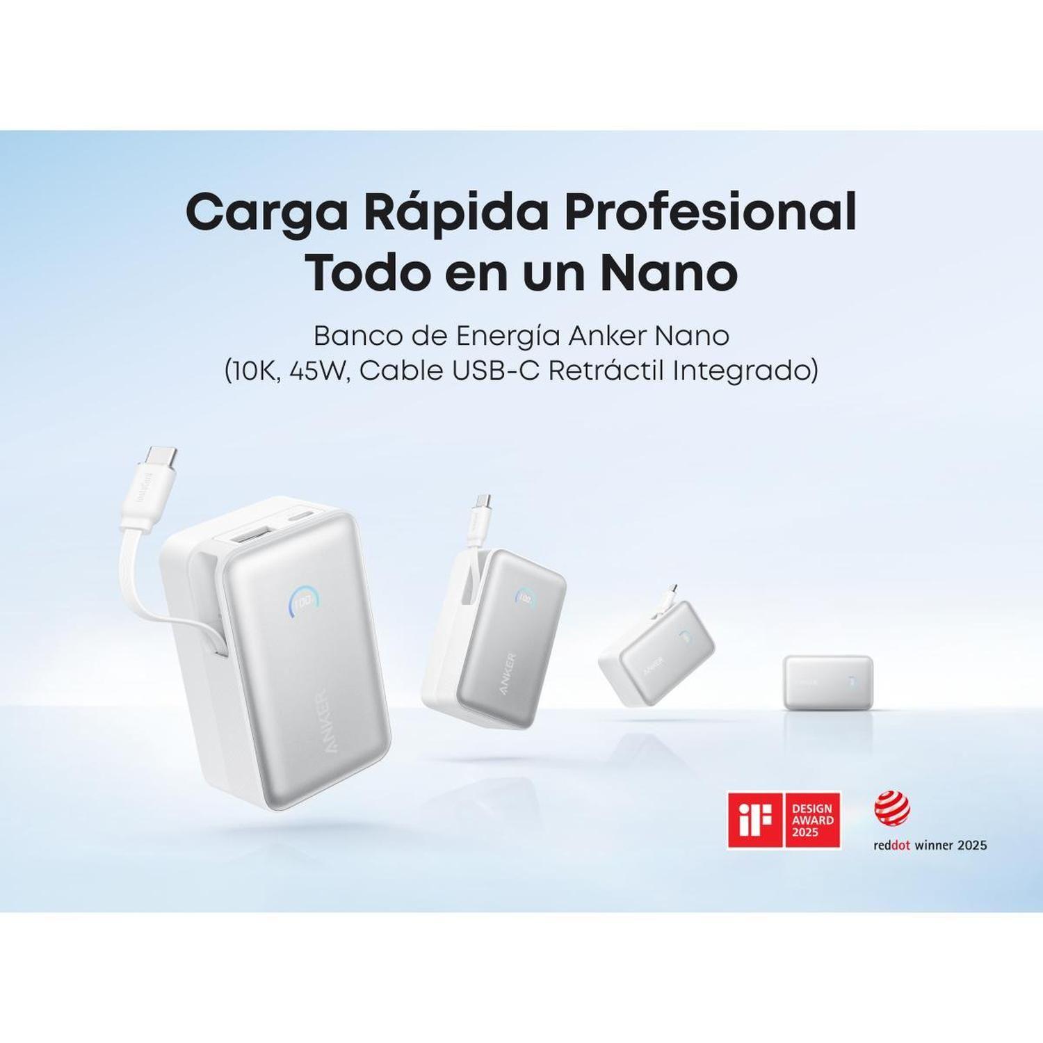 Powerbank Nano Batería Externa Anker 10.000 mAh Carga Ultra Rápida 30W Cable USB-C Blanco-7