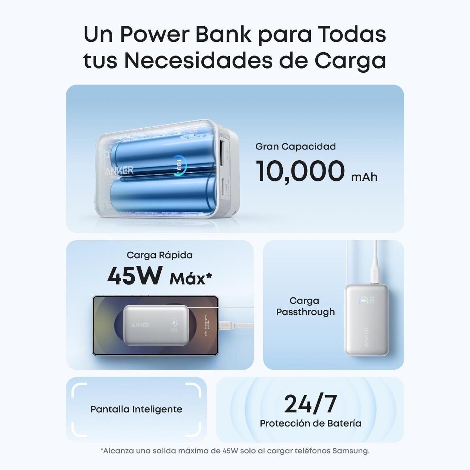 Powerbank Nano Batería Externa Anker 10.000 mAh Carga Ultra Rápida 30W Cable USB-C Blanco-8