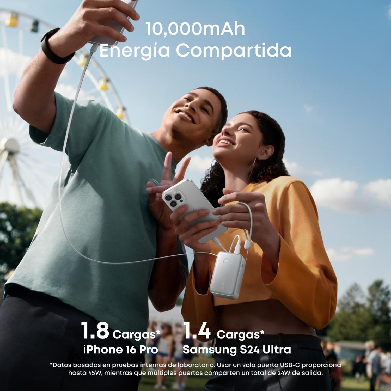 Powerbank Nano Batería Externa Anker 10.000 mAh Carga Ultra Rápida 30W Cable USB-C Blanco-9