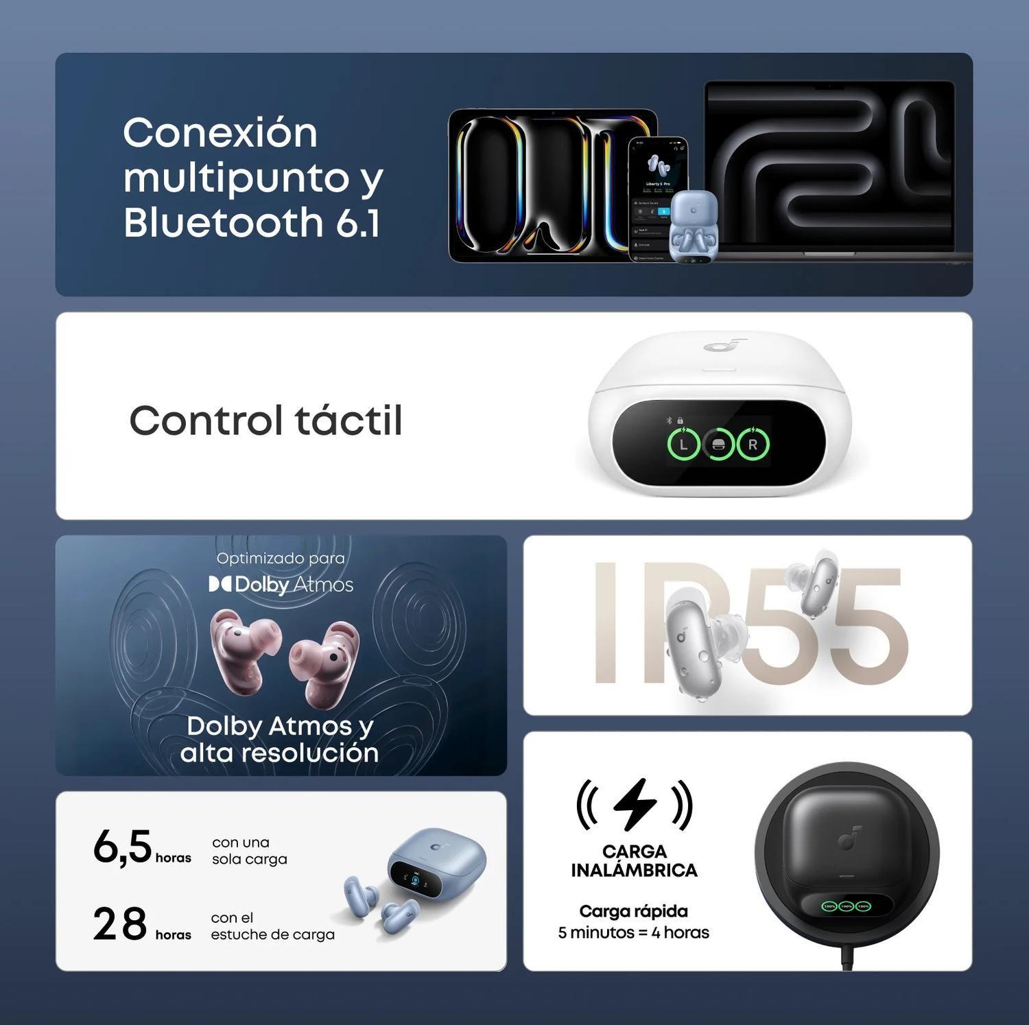 Audifono TWS Soundcore Liberty 5 Pro azul-4