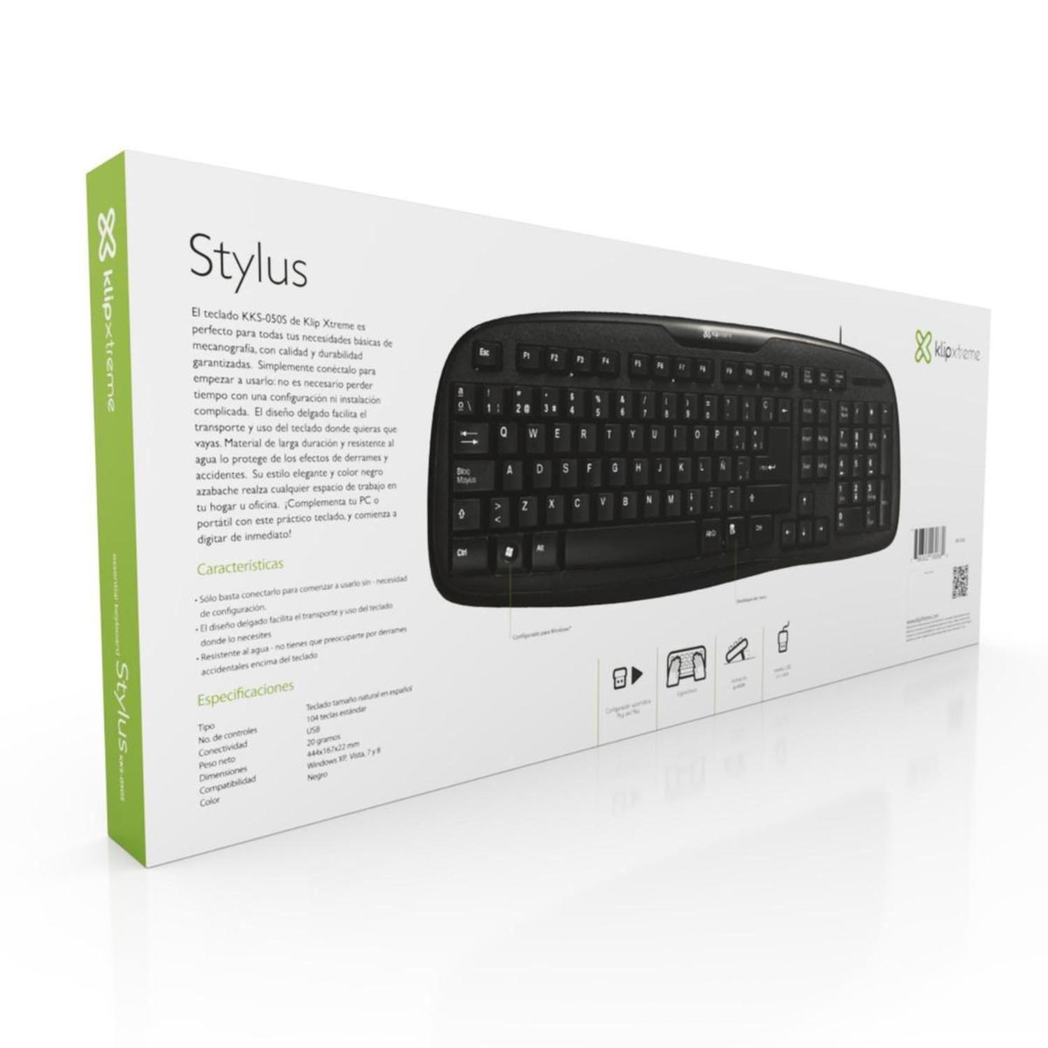 Teclado USB Español c/Pad Numerico KlipXtreme KKS-050S Negro-9