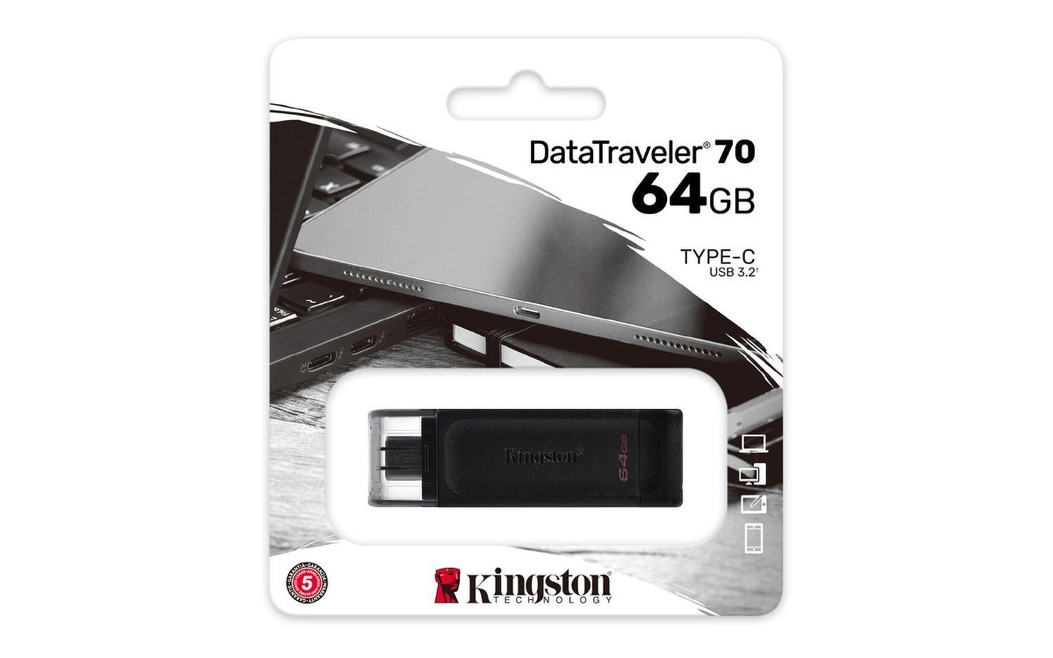 Memoria Usb Kingston 64GB USB-C Datatraveler 70 Windows/MAC OS-2