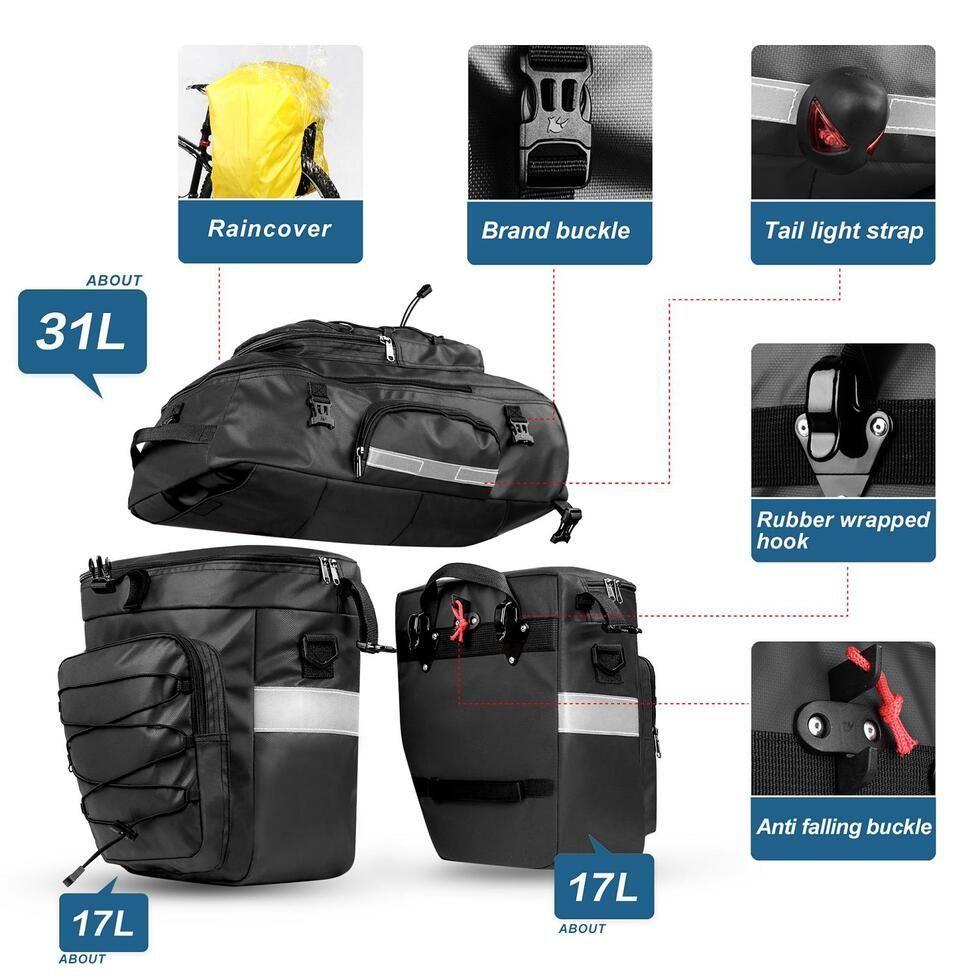 Set Alforjas 3 en 1 65L Negro-5