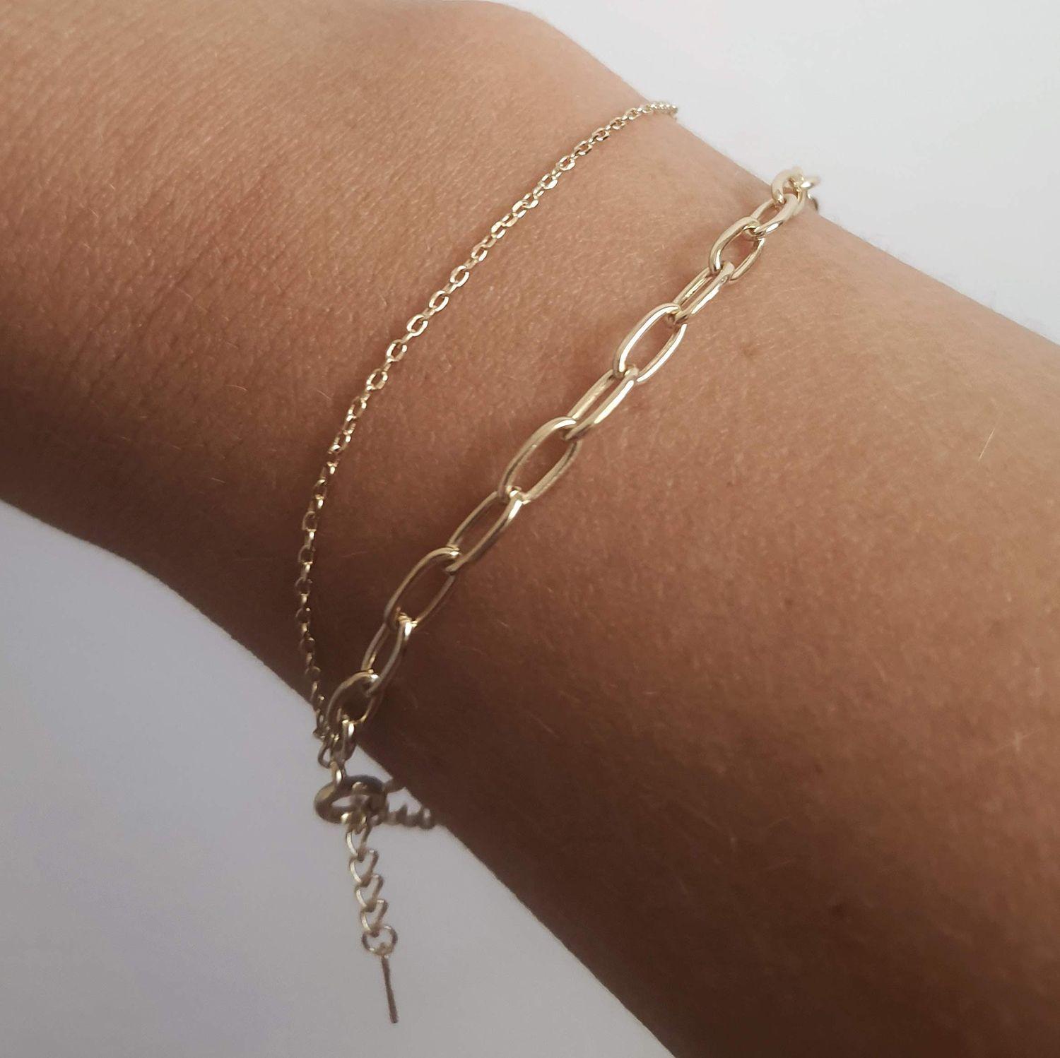 Pulsera Cadena Doble  - Plata 925 Chapada en Oro-1