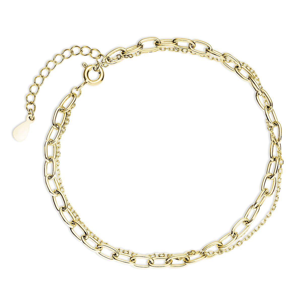 Pulsera Cadena Doble  - Plata 925 Chapada en Oro-0