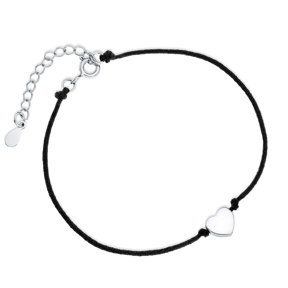 Pulsera Corazon - Hilo Negro y Plata 925-0