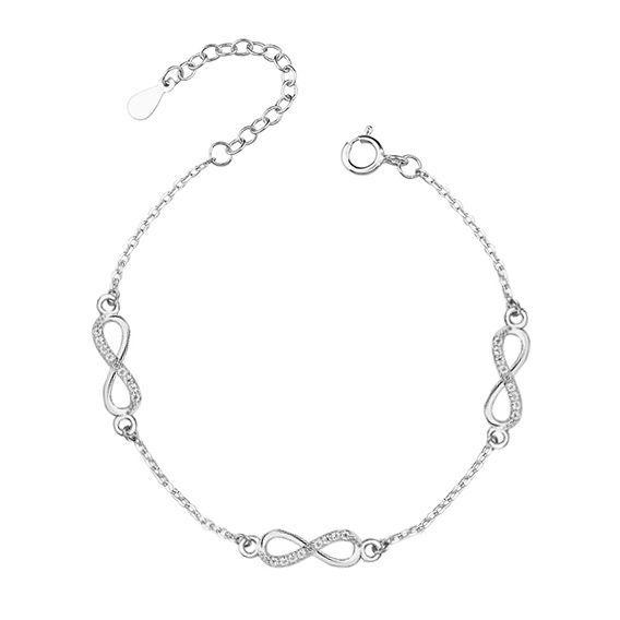 Pulsera con Tres Símbolos de Infinito - Plata 925-0