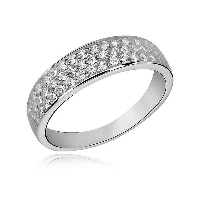 Anillo Cintillo Triple - Plata 925 Circonio - Talla 15-0