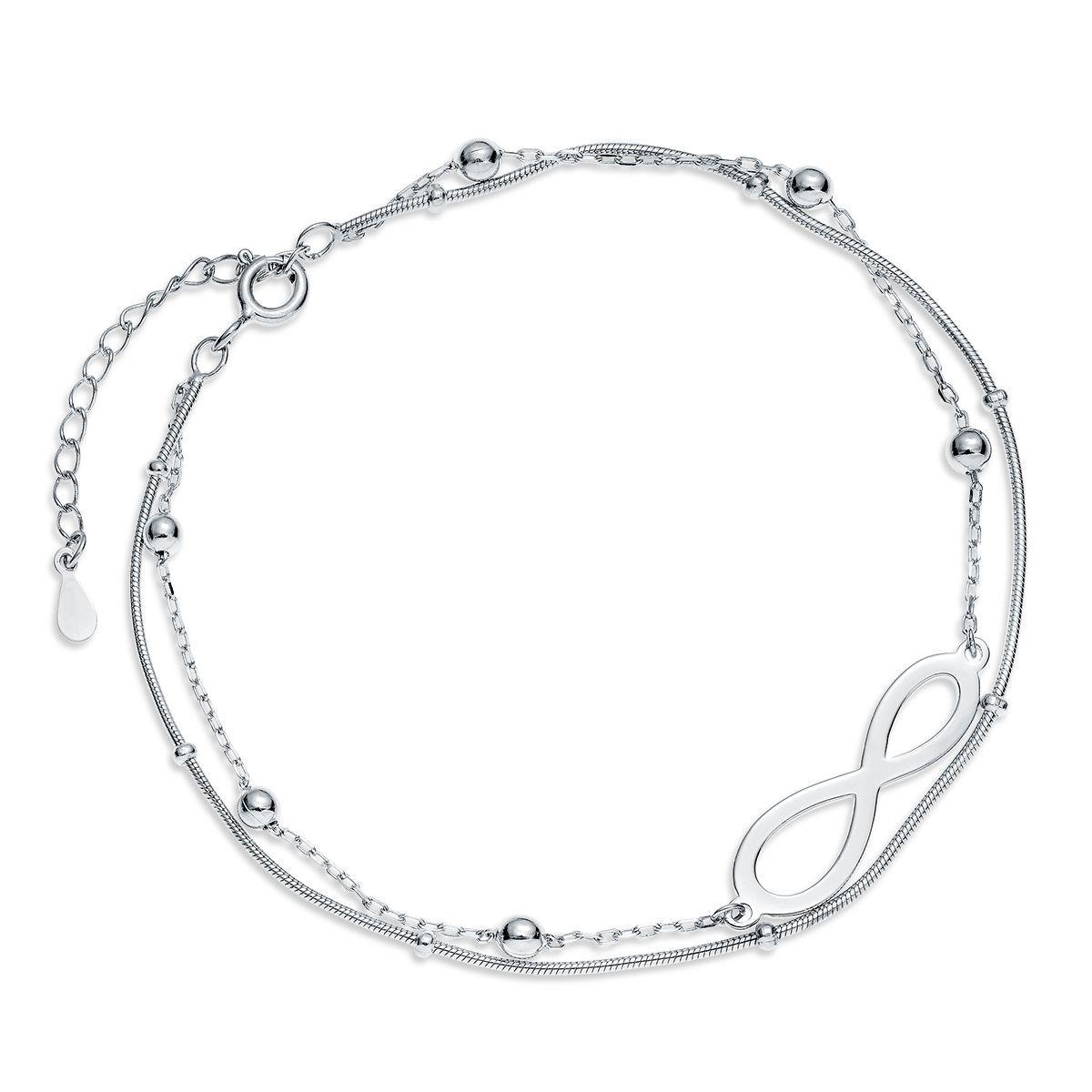 Pulsera Cadena Doble - Pelotitas & Símbolo de Infinito - Plata 925-0