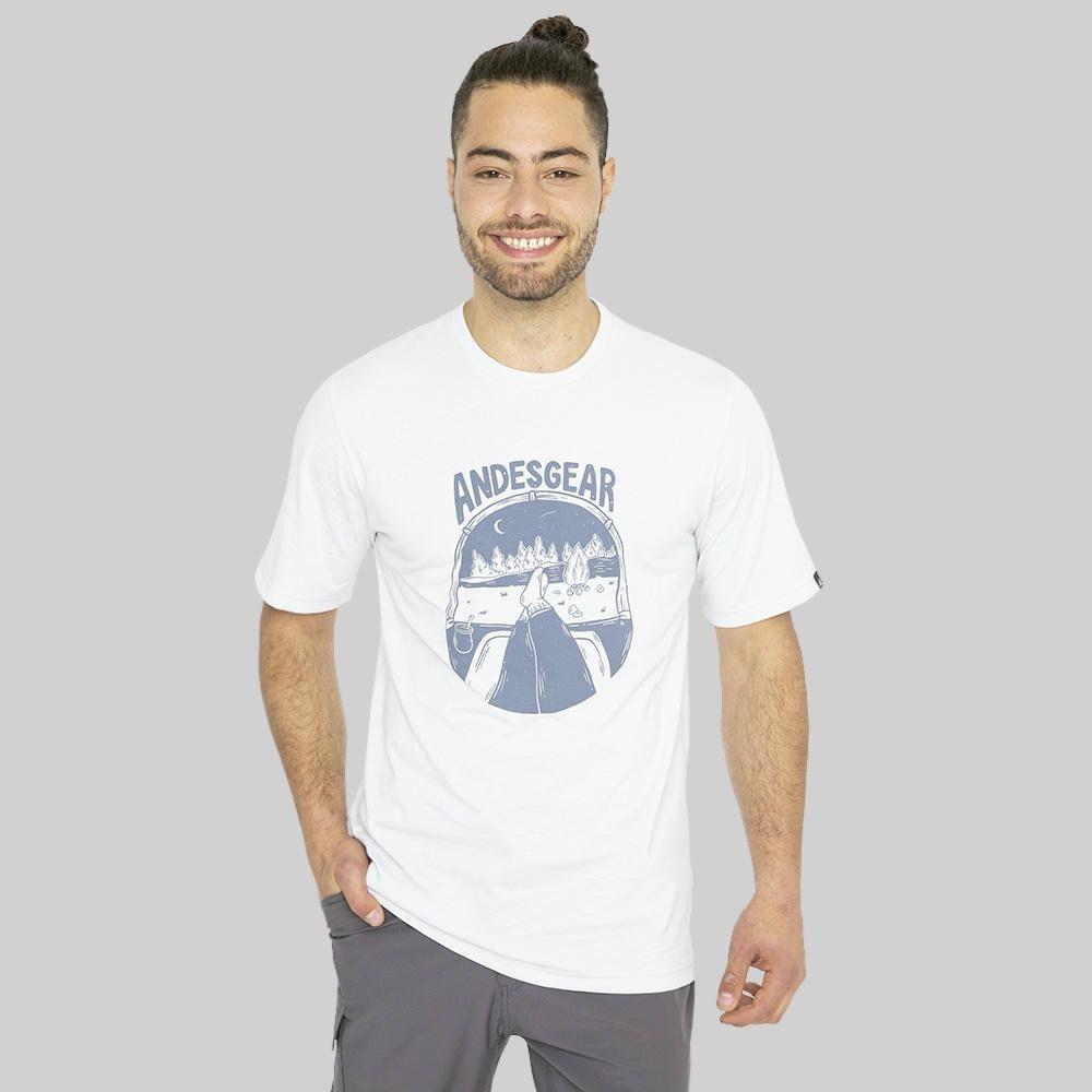 Polera Andesgear Hombre Print Mini Logo Blanco-0