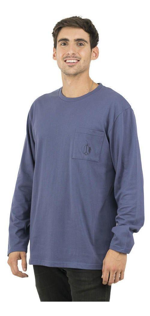 Polera Kivül Hombre Copihue Manga Larga Azul Azul-1