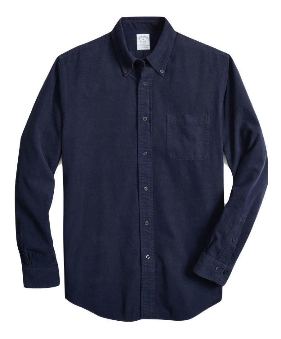 Camisas Brooks Brothers Hombre Regent Fit Corduroy Azul Azul-0