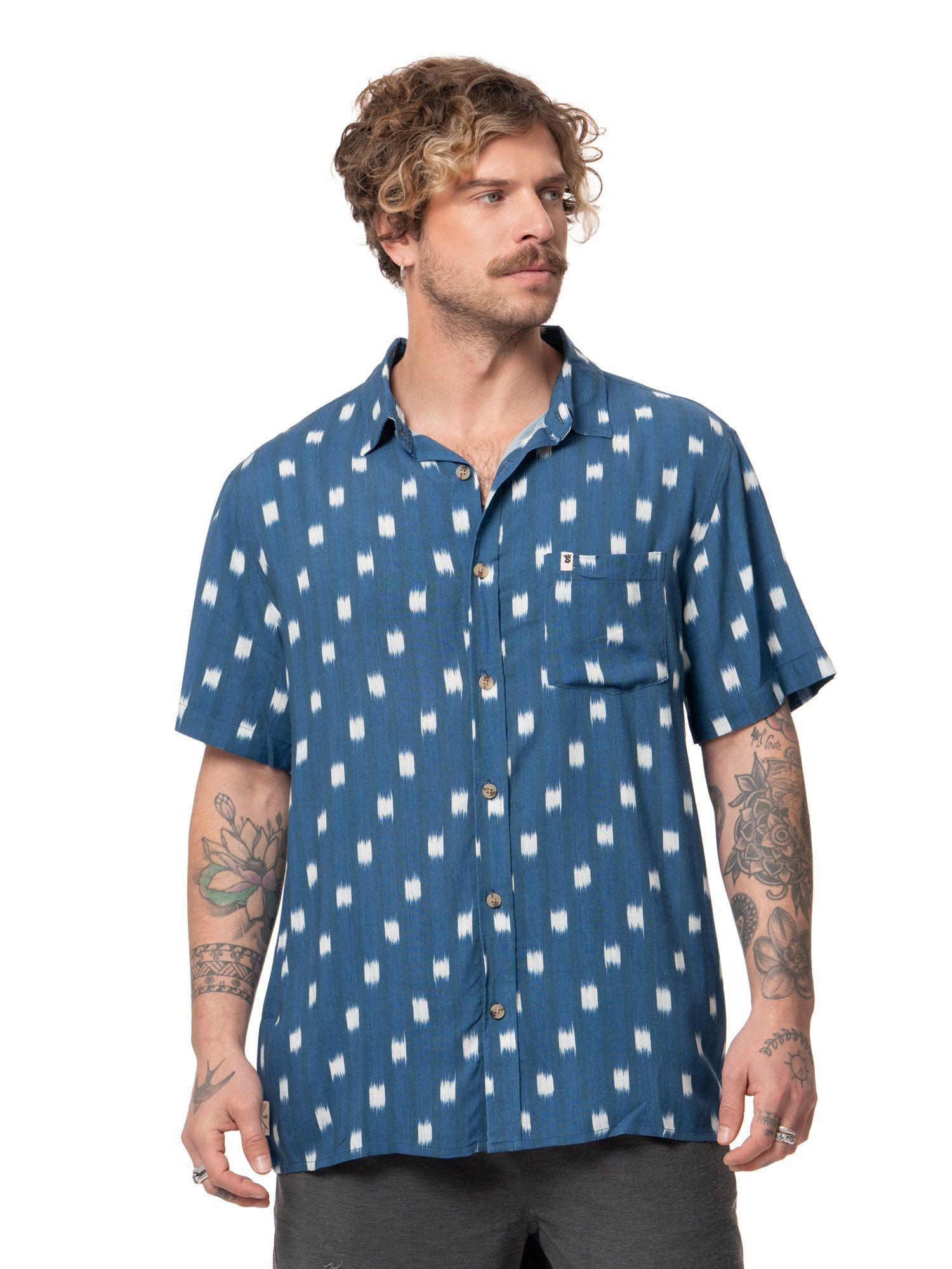 Camisa Stoked Hombre Hooks Azul-0