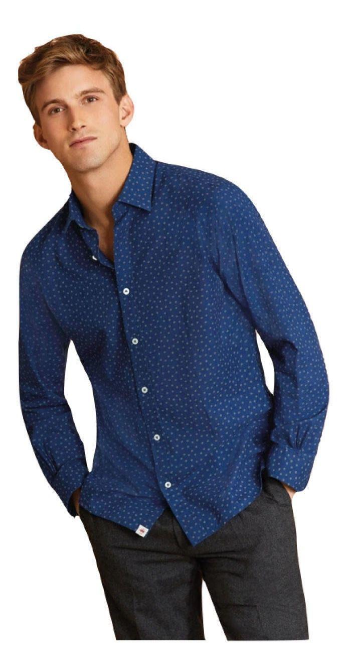 Camisas Brooks Brothers Hombre Indigo Daisy-print Poplin Azul Brooks Brother Azul-1