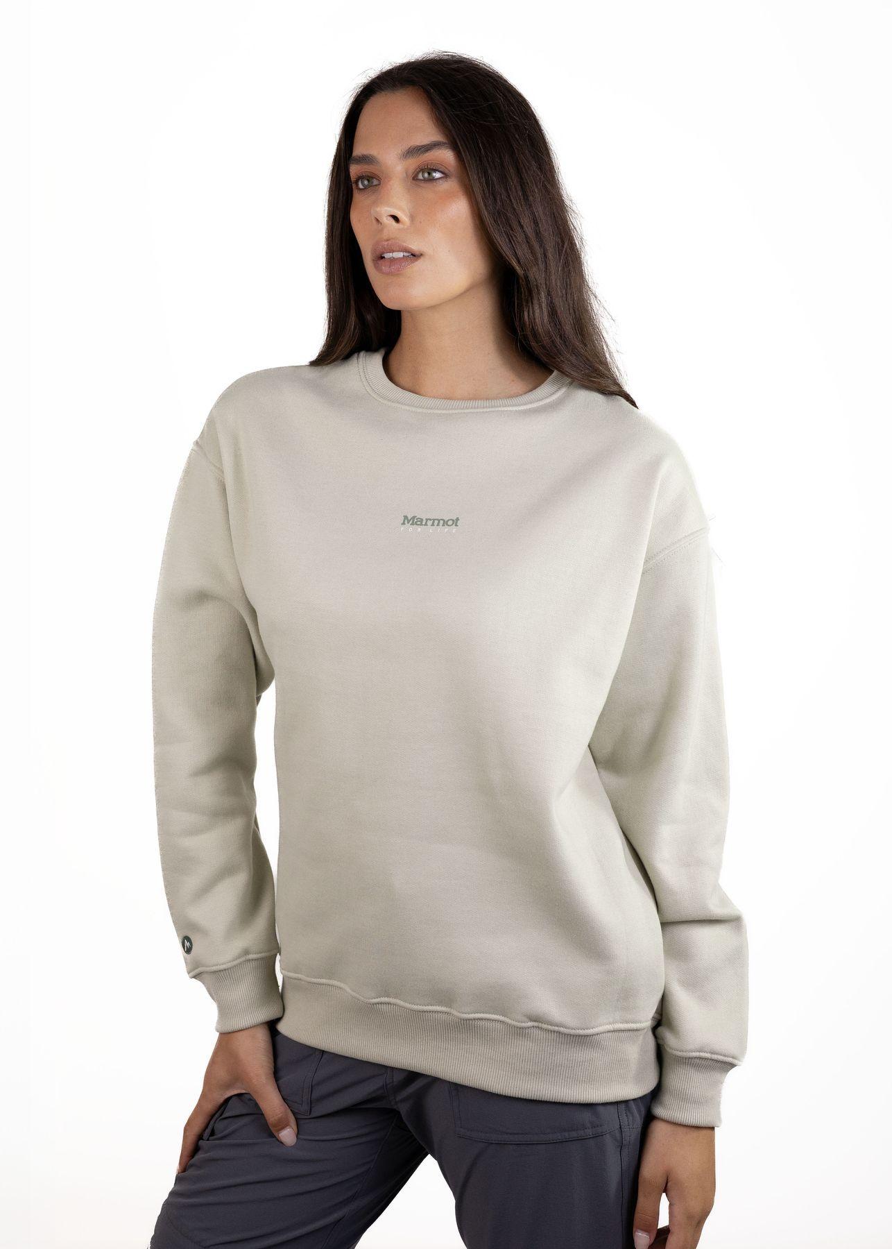 Polerón Marmot Mujer Mini Logo Crew Gris-0