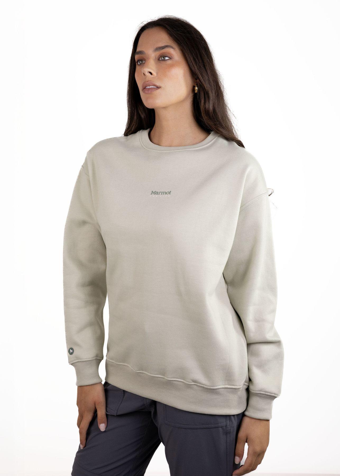 Polerón Marmot Mujer Mini Logo Crew Gris-2