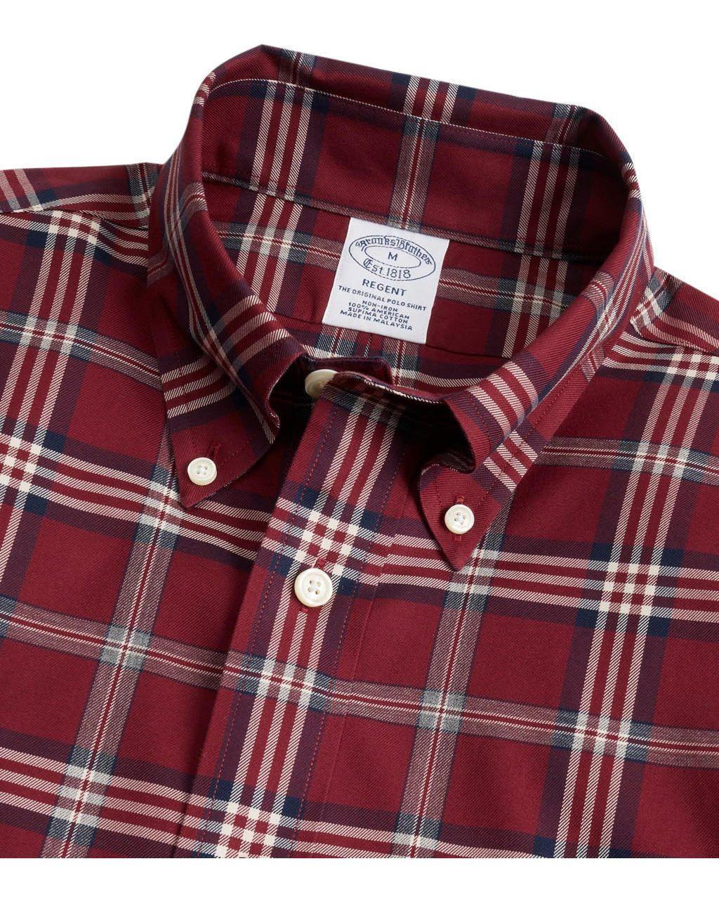 Camisa Brooks Brothers Hombre Non-iron Regent Fit- BB62 Burdeo-1