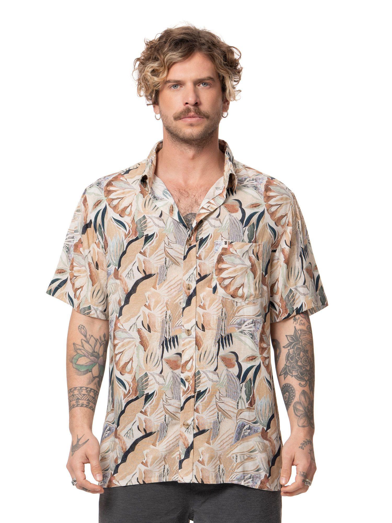 Camisa Stoked Hombre Hooks Crema-0