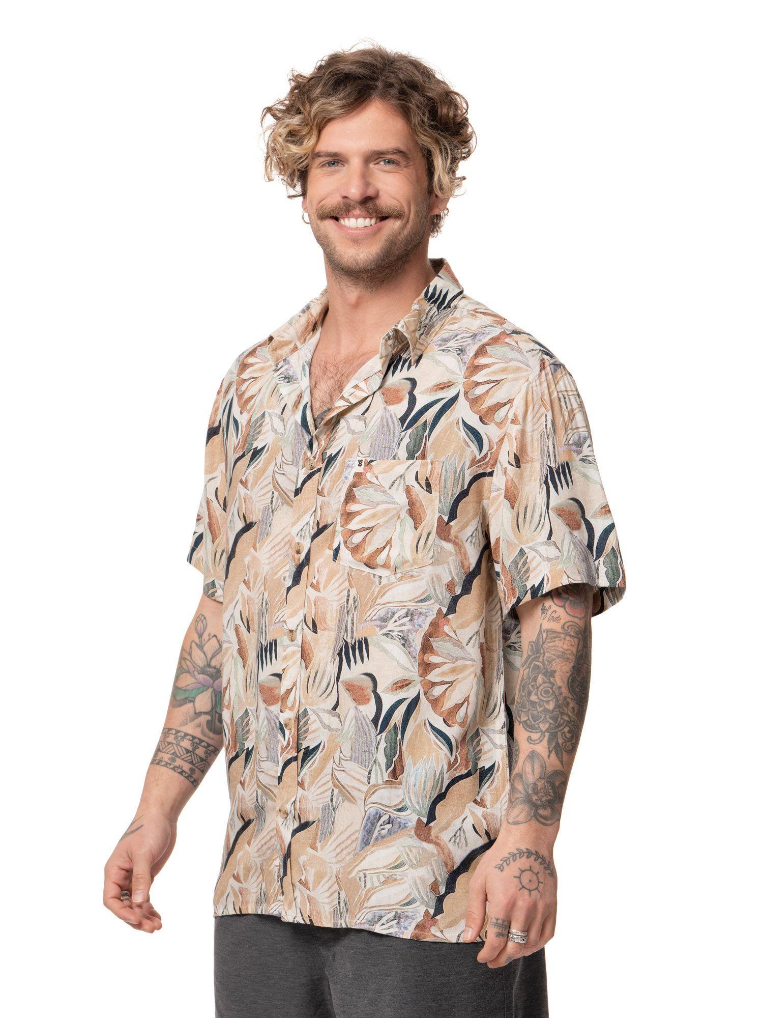 Camisa Stoked Hombre Hooks Crema-1