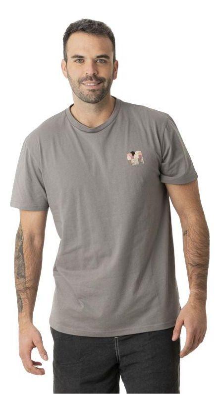Polera Kivül Hombre Postales Reciclada Gris-0