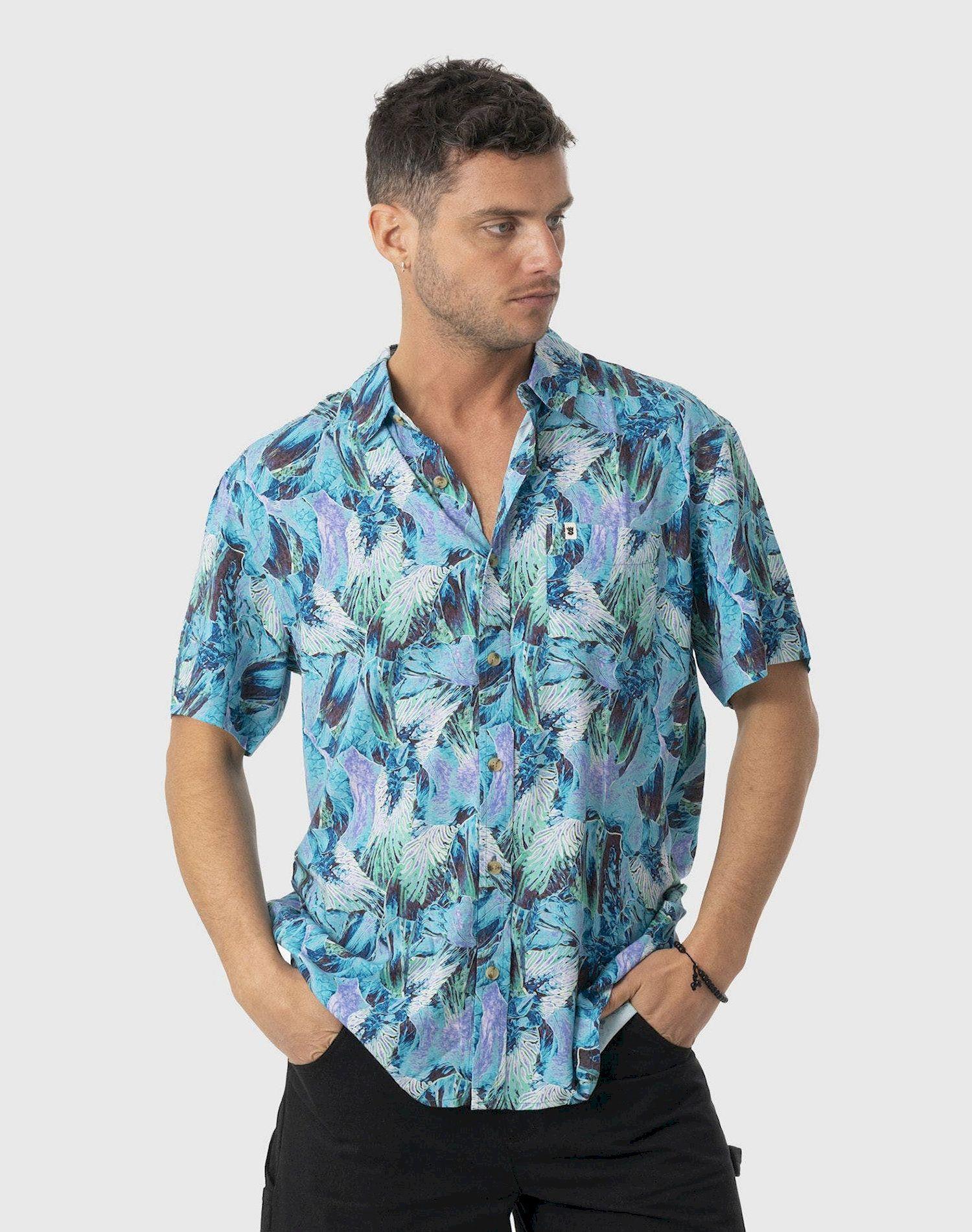 Camisa Stoked Hombre Hooks Celeste-0