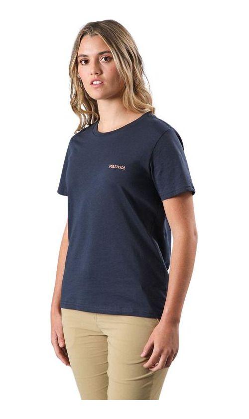 Polera Marmot Mujer Chest Logo Tee Azul Azul-0