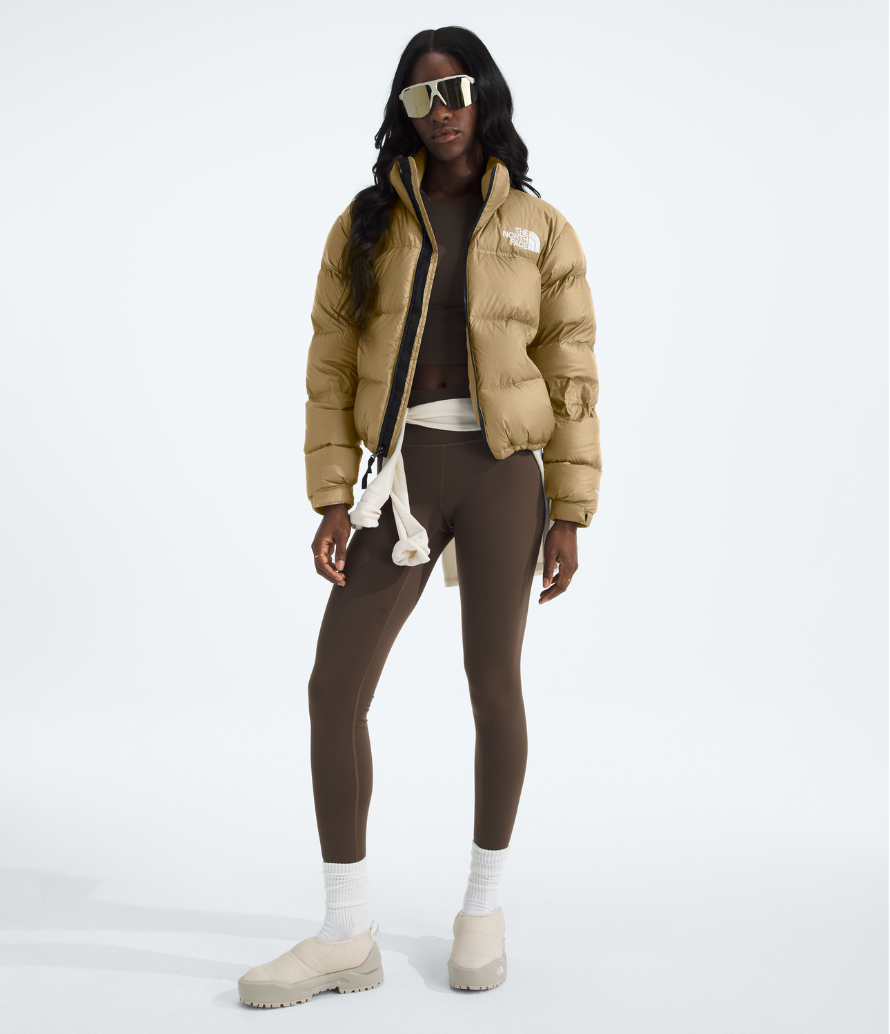Chaqueta De Pluma 1996 Retro Nuptse Mujer Café Claro-2