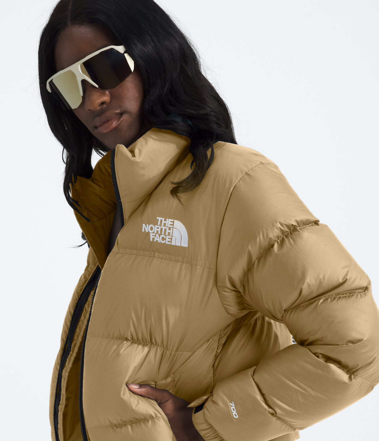 Chaqueta De Pluma 1996 Retro Nuptse Mujer Café Claro-3