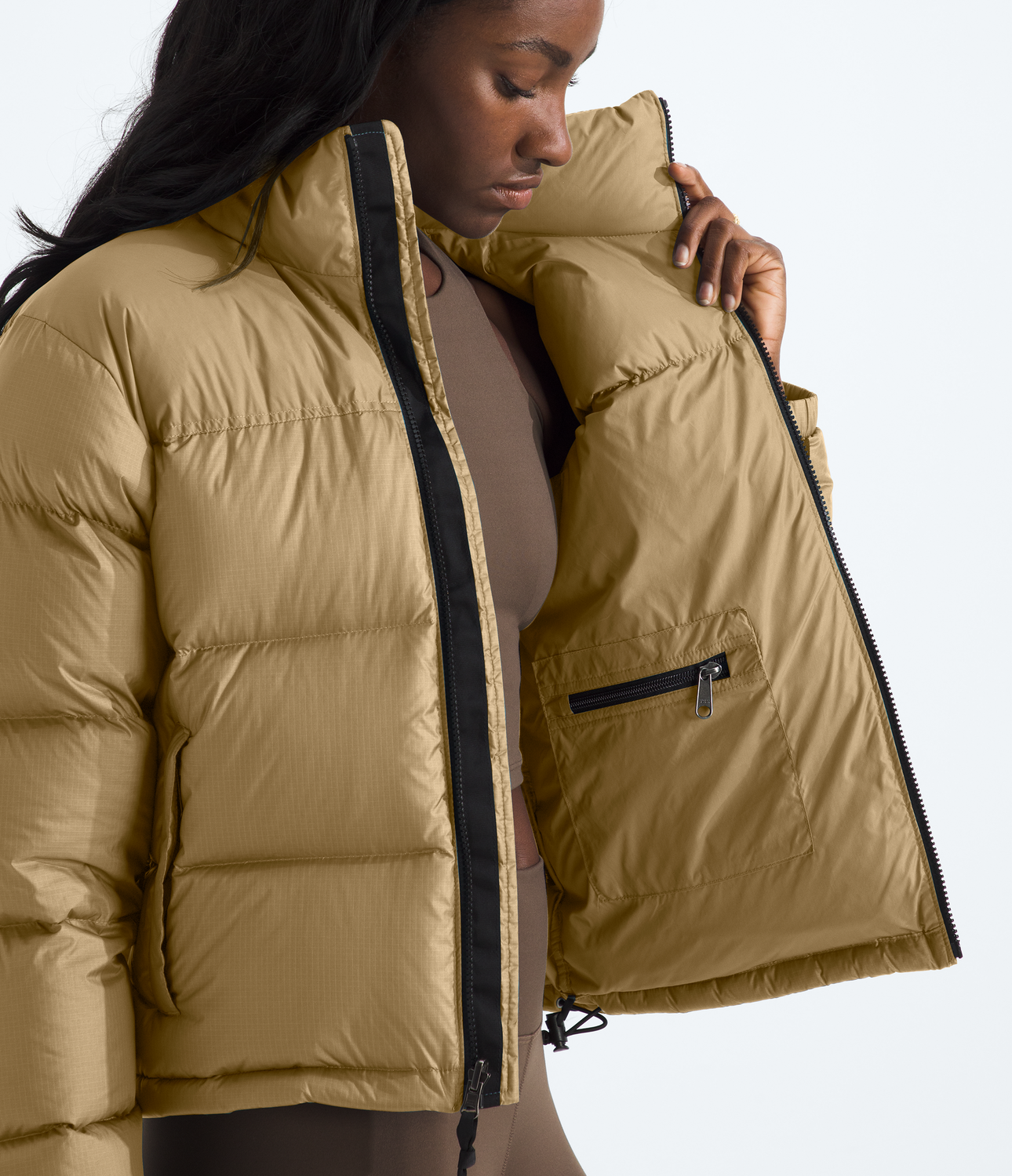 Chaqueta De Pluma 1996 Retro Nuptse Mujer Café Claro-7