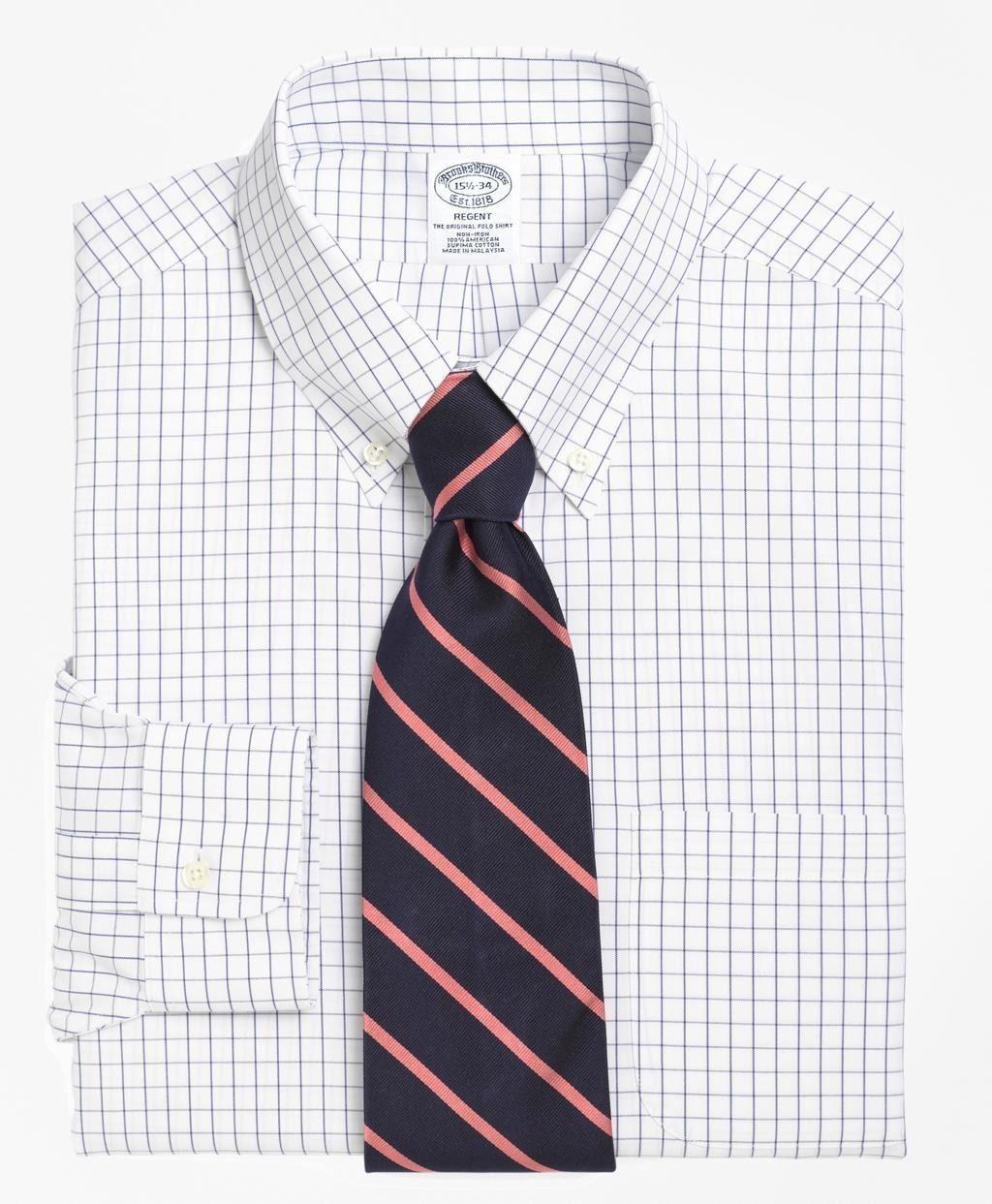 Camisa Brooks Brothers Hombre Regent Fit Windowpane Blanco-0