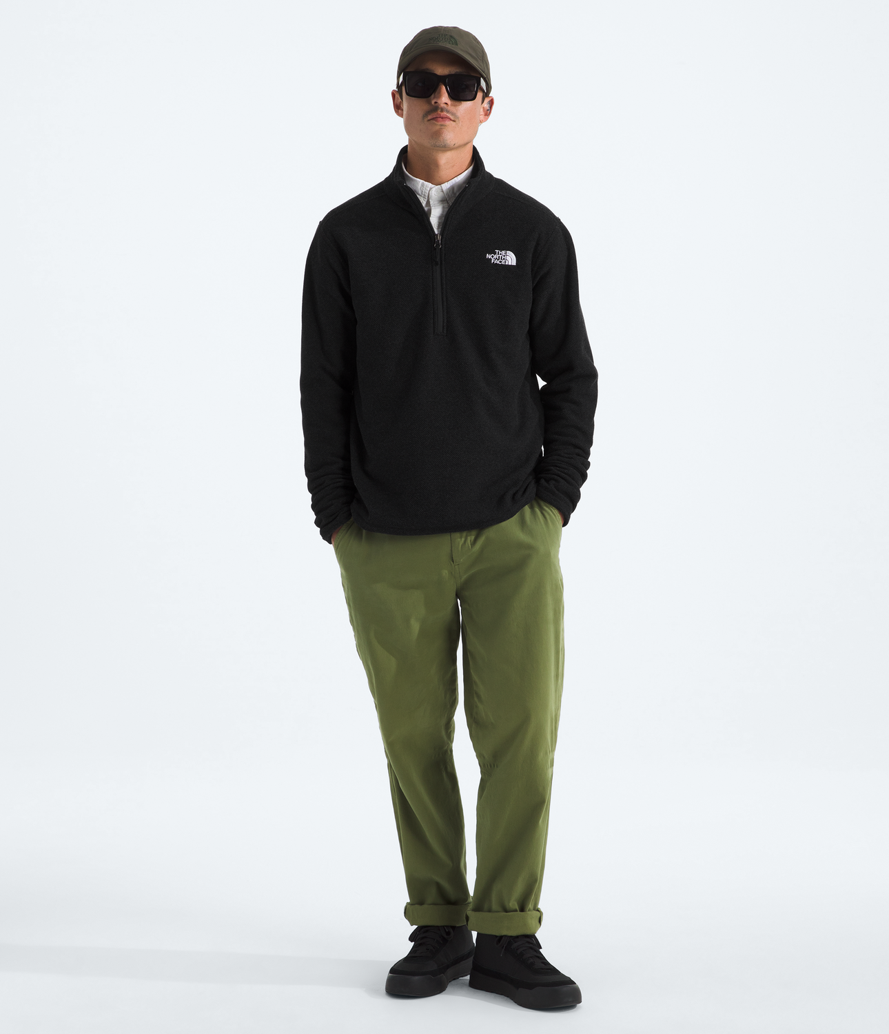 Polar Textured Cap Rock ¼ Zip Hombre Negro-2