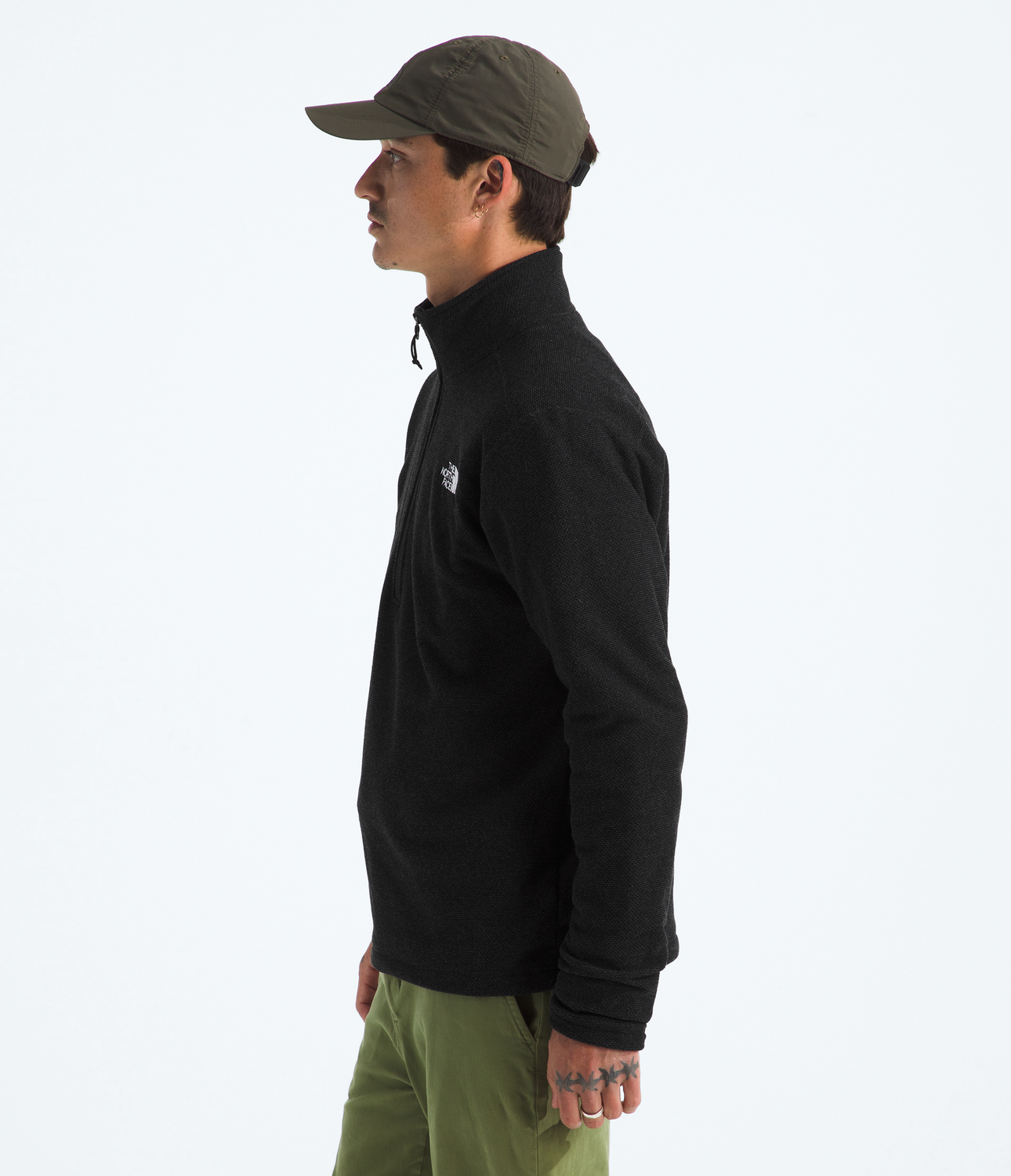 Polar Textured Cap Rock ¼ Zip Hombre Negro-3