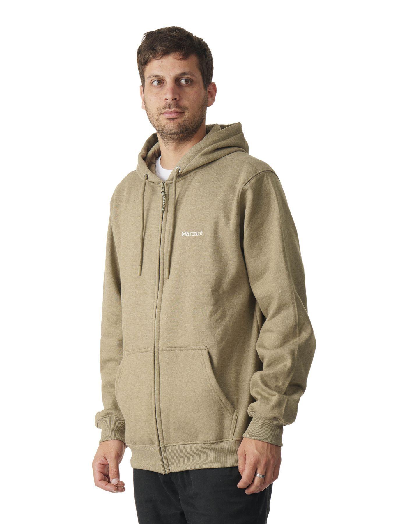 Polerón Marmot Hombre Chest Logo Fullzip Café-2