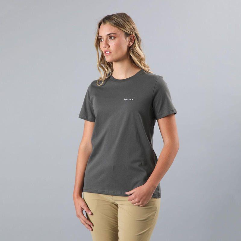 Polera Marmot Mujer Chest Logo Tee Gris-1